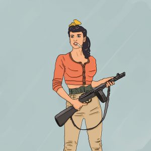 Bojowniczka z karabinem – cyfrowa ilustracja