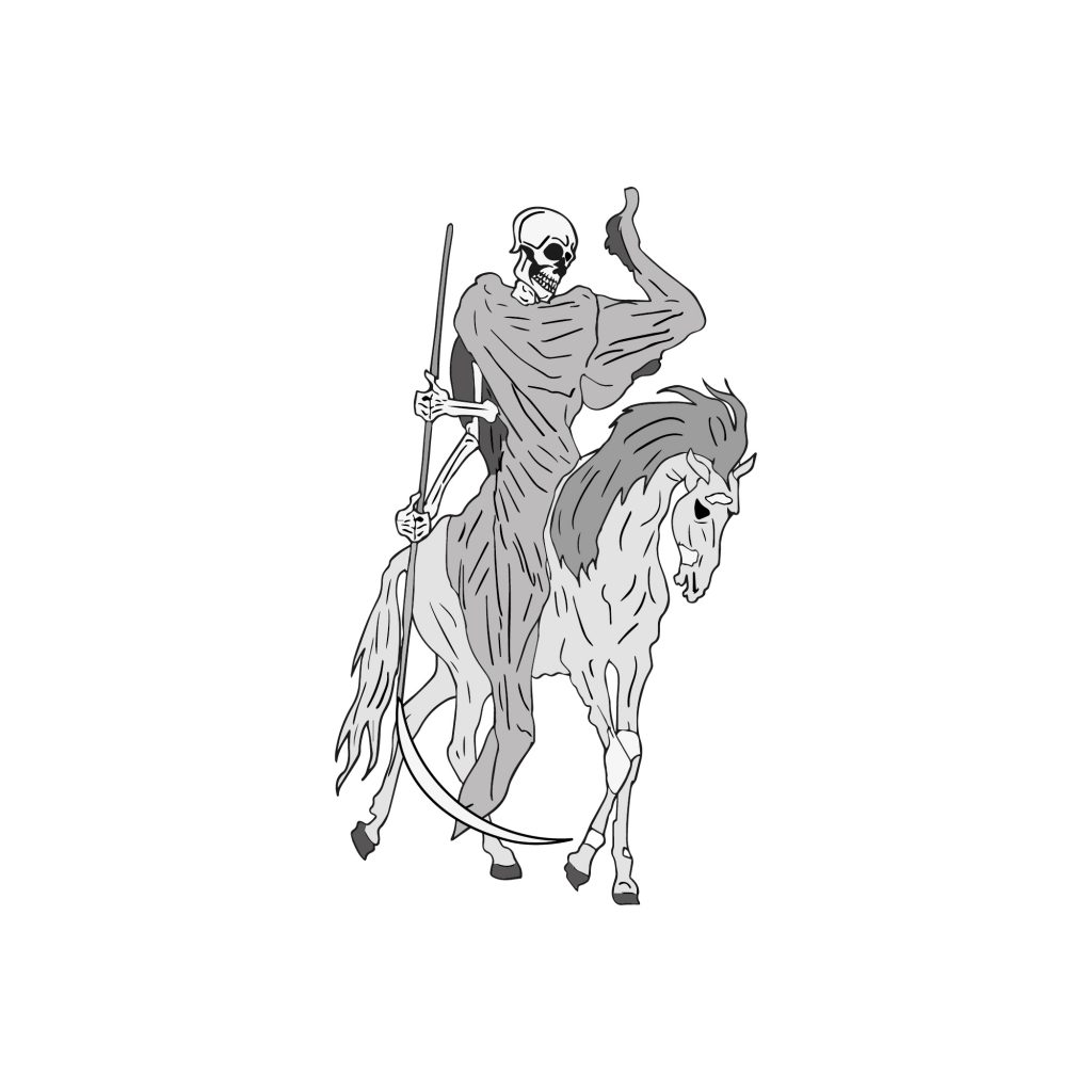 Szkielet na koniu – ilustracja wektorowa
