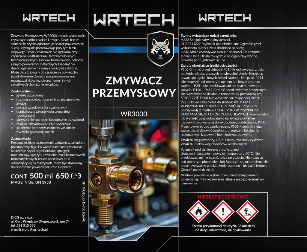 projekt etykiet środków przemysłowych