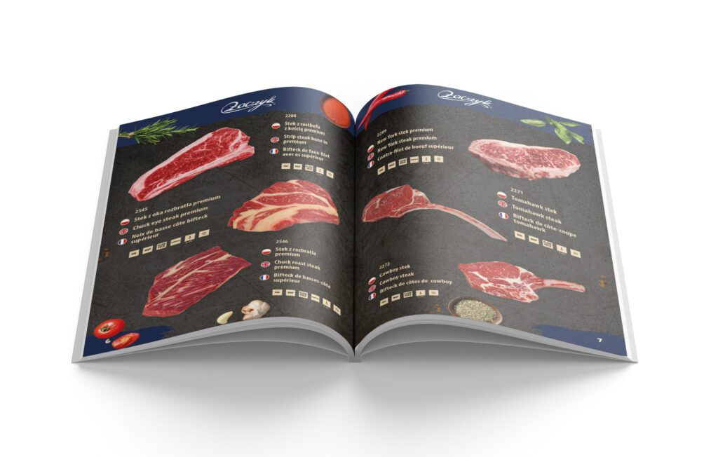 Projekt i skład katalogu Premium Steaks do druku 1