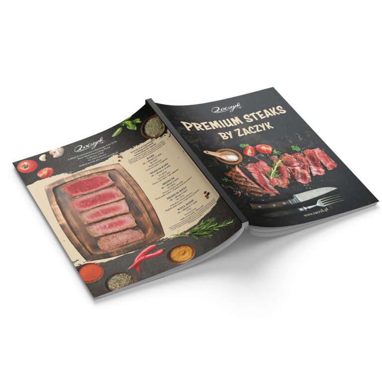 Projekt i skład katalogu Premium Steaks do druku