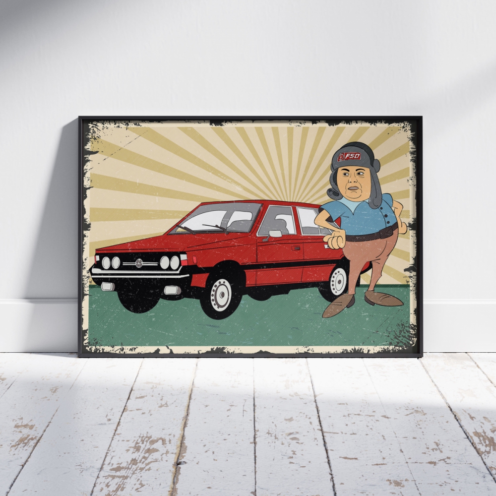 Projekt plakatu - ilustracja w stylu PRL