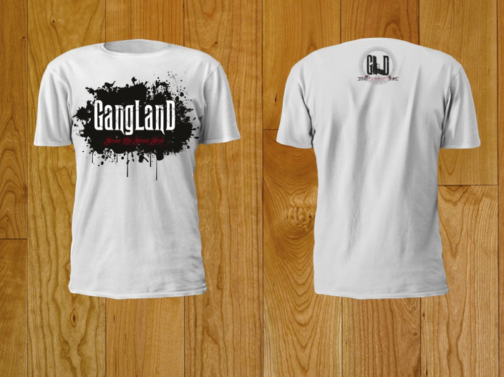 Gangland - nadruk na podkoszulek - biały