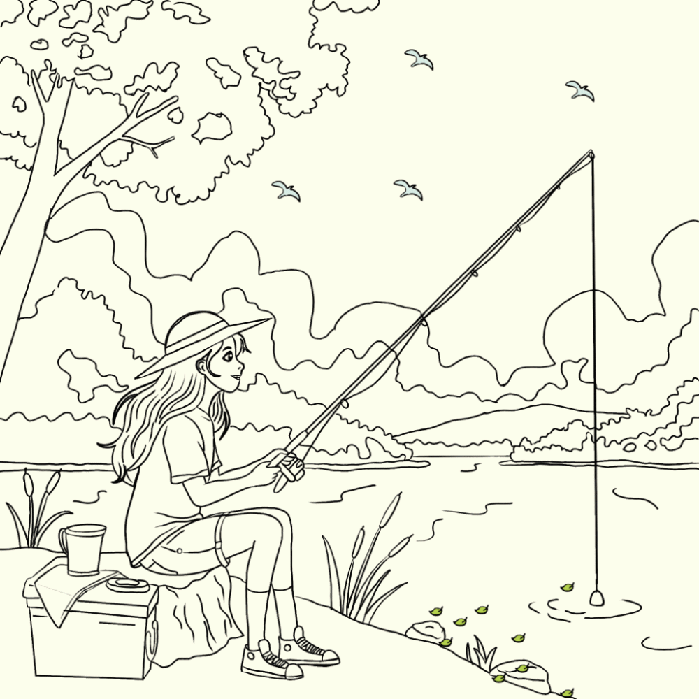 Dziewczyna łowi ryby - animacja