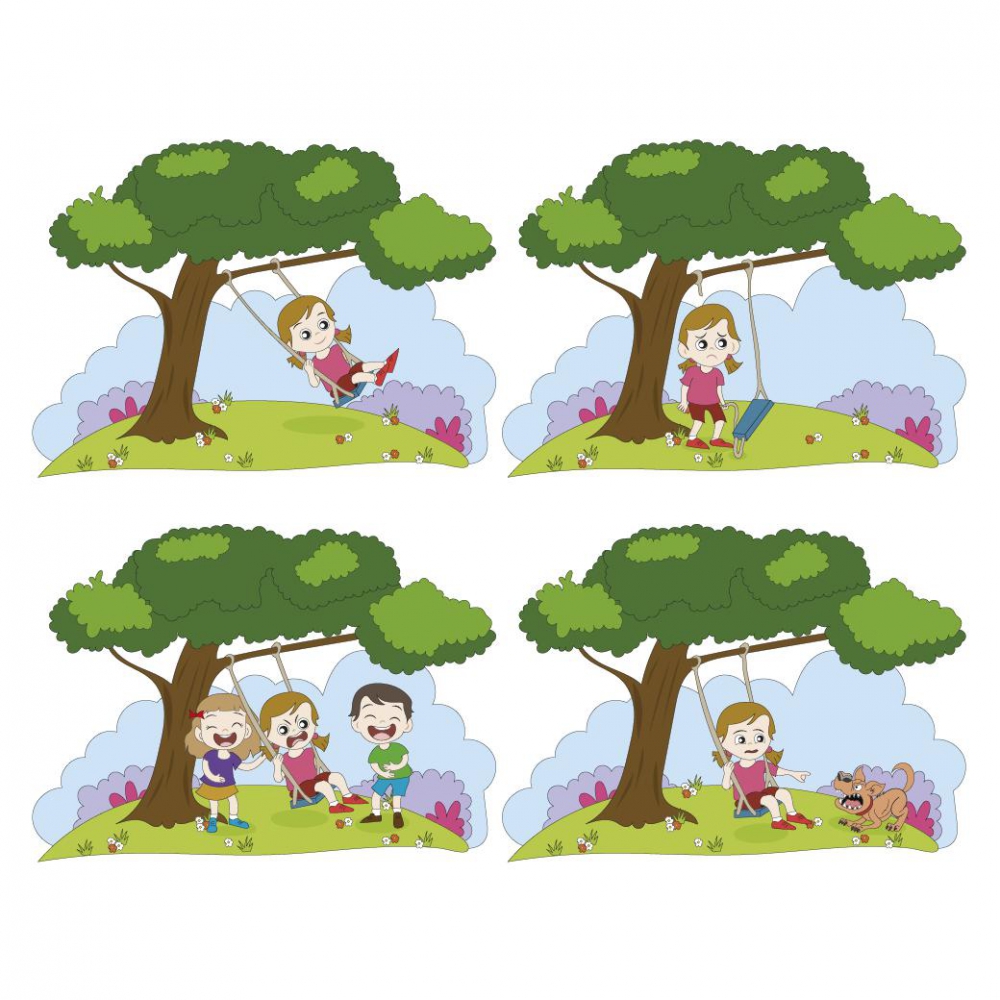 Ilustracja rysunek dzieci huśtawka