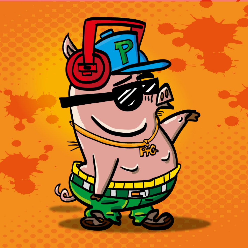 Ilustracja prosiak gangsta rap