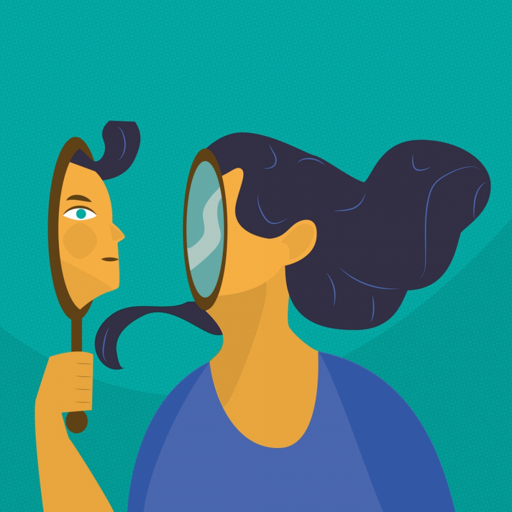 Ilustracja wektorowa - Zobacz swoje odbicie w lustrze