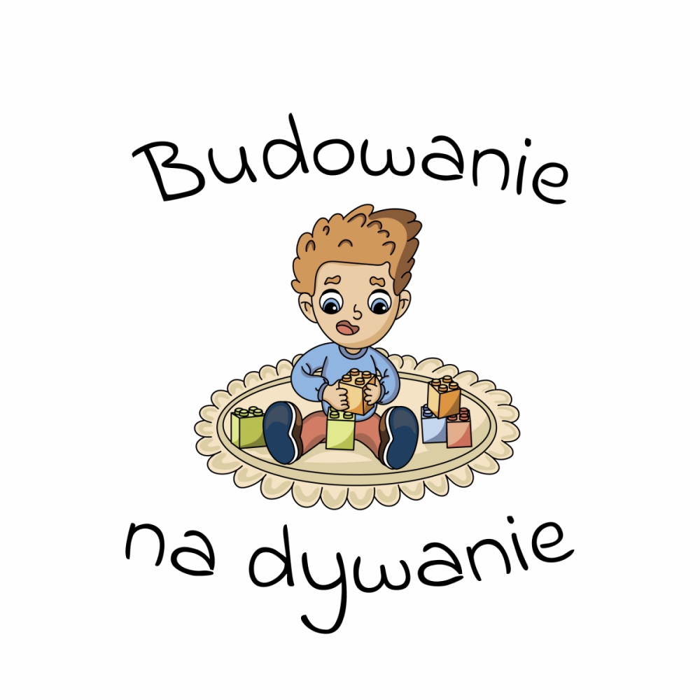 Projekt logo - rysunek postaci chłopca na dywanie