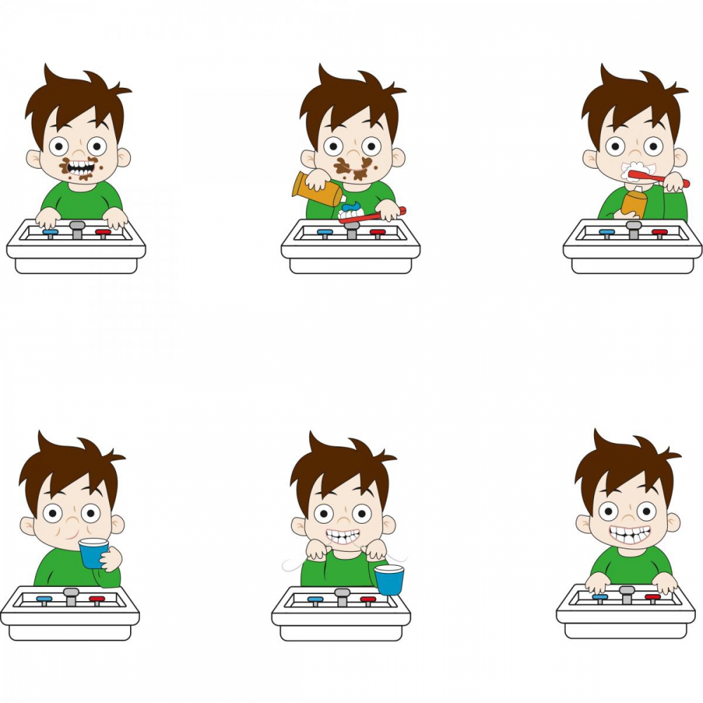 Rysunek chłopczyk myje zęby