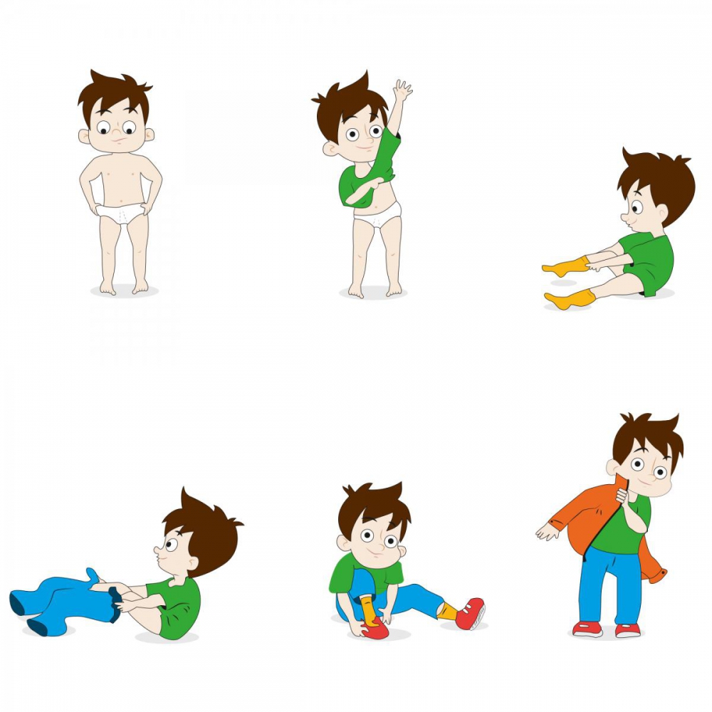 Rysunek chłopczyk ubiera się