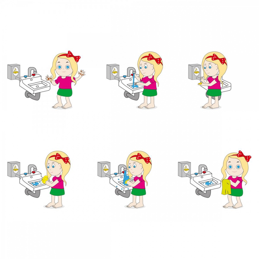 Rysunek dziewczynka myje ręce