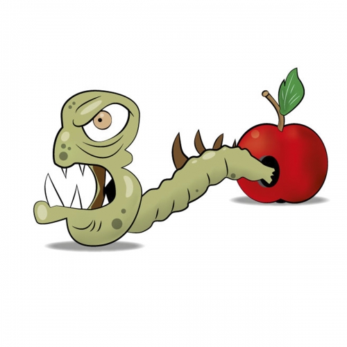 Rysunek robak i jabłko