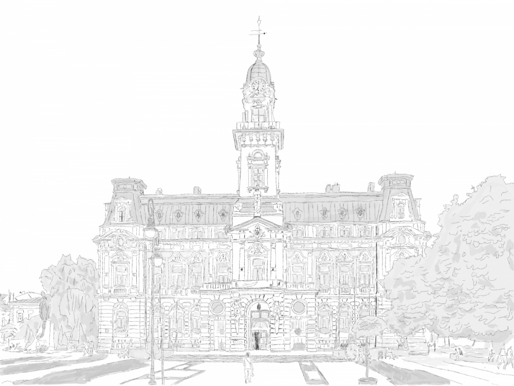 Szkic - ratusz w Nowy Sącz